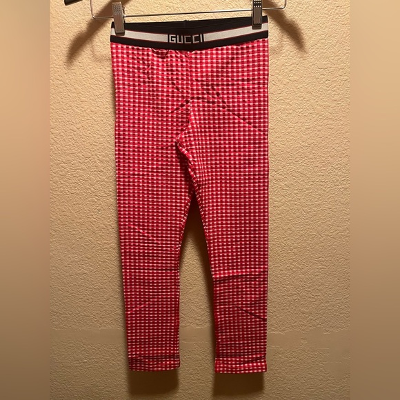New Gucci Plaid Leggings Size L Kids Waist 24” - 26” - Picture 2 of 9